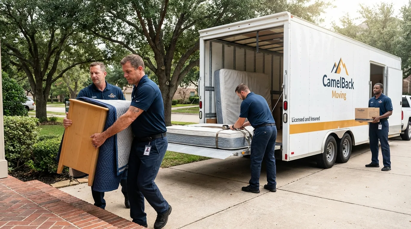 Crew loading residential truck for cross-state move from Port Saint Joe, FL